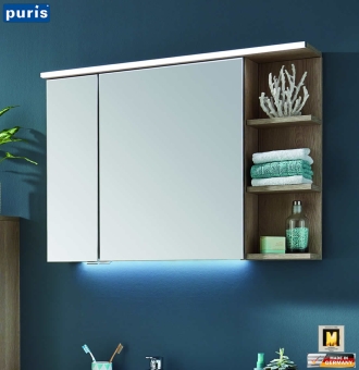 Puris Purefaction Spiegelschrank 90 cm mit Regal rechts 