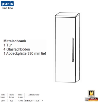 Puris FINE Line Mittelschrank 40 cm mit 1 Tür 