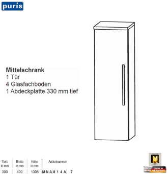 Puris KAO Line Mittelschrank 40 cm mit 1 Tür 