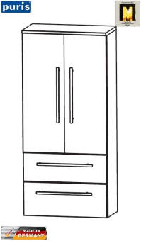 Puris Mittelschrank 60 cm mit 2 Türen und 2 Auszügen 