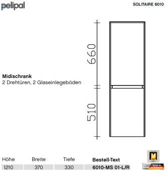 Pelipal 6010 Midischrank - 2 Türen - 6010-MS-01 