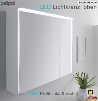 Pelipal 6010 Spiegelschrank 84 cm mit LED Lichtkranz und seitlichen LED Profilen - 6010-SPSB 02 