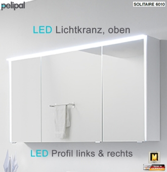 Pelipal 6010 Spiegelschrank 134 cm mit LED Lichtkranz und seitlichen LED Profilen - 6010-SPSB 05 