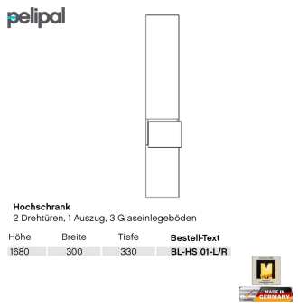 Pelipal Balto Hochschrank 168 cm - BL-HS 01 