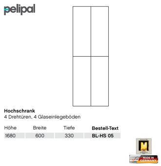 Pelipal Balto Hochschrank 168 cm - BL-HS 06 