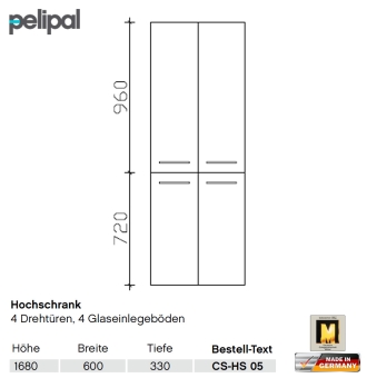 Pelipal Cassca Hochschrank mit 4 Türen 