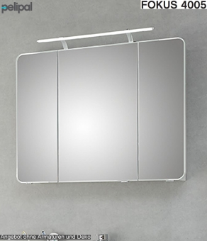 Pelipal 4005 Spiegelschrank 90 cm mit LED Aufsatzleuchte - Polarweiß 