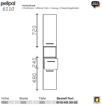 Pelipal 6110 Hochschrank - HS 30-02 