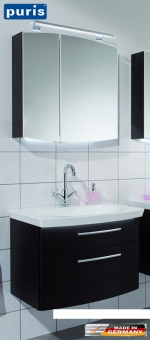 Puris Classic Line Badmöbel-Set 70 cm mit Spiegelschrank und Aufsatzleuchte 