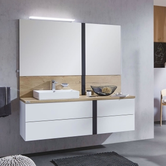 Puris Royal Bath Modern Life Badmöbel als Set 156 cm mit Spiegelpaneel 