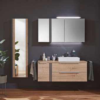 Puris Royal Bath Modern Life Badmöbel als Set 126 cm mit Spiegelschrank 