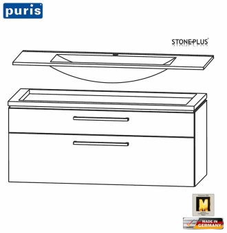 Puris Cool Line Waschtisch-Set 120 cm - StonePlus® - LED optional 
