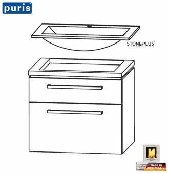 Puris Cool Line Waschtisch-Set 60 cm - StonePlus® - LED optional 