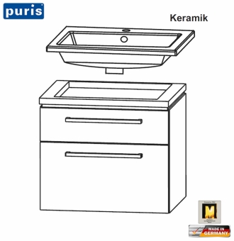 Puris Cool Line Waschtisch-Set 60 cm - Keramik - LED optional 