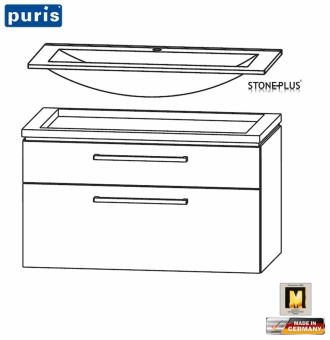 Puris Cool Line Waschtisch-Set 90 cm - StonePlus® - LED optional 
