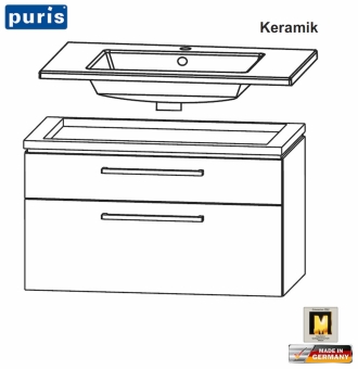 Puris Cool Line Waschtisch-Set 90 cm - Keramik - LED optional 