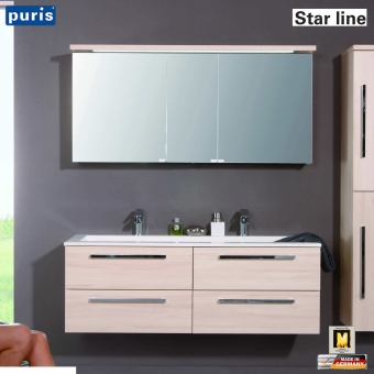 Puris Star Line Badmöbel Set 140 cm mit Doppelwaschtisch 