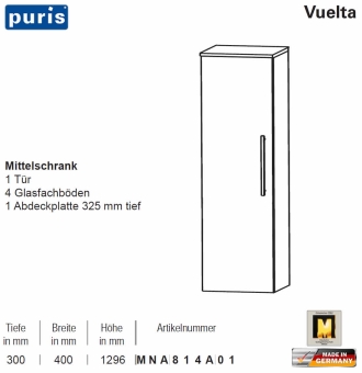 Puris Vuelta Mittelschrank mit 1 Tür - 40 cm - MNA814A01 