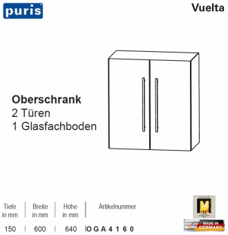 Puris Vuelta Oberschrank - 2 Türen - 60 cm - OGA4160 
