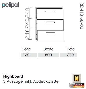 Pelipal 7005 Highboard 73 cm - RD-HB 60-03 