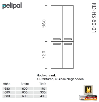 Pelipal 7005 Hochschrank 168 cm - RD-HS 60-01 