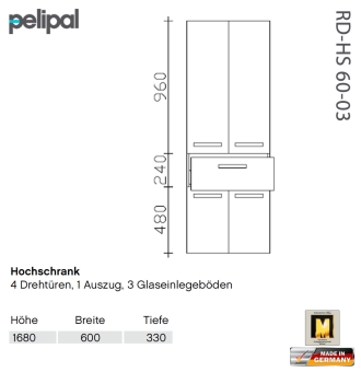 Pelipal 7005 Hochschrank 168 cm - RD-HS 60-03 