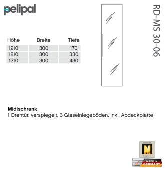 Pelipal 7005 Midischrank 121 cm mit Spiegeltür - RD-MS 30-06 