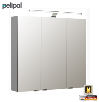 Pelipal neutraler Spiegelschrank 80 cm mit LED Aufsatzleuchte / S5-SPSD 11 
