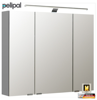 Pelipal neutraler Spiegelschrank 90 cm mit LED Aufsatzleuchte / S5-SPSD 13 