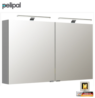 Pelipal neutraler Spiegelschrank 120 cm mit LED Aufsatzleuchten / S5-SPSD 20 