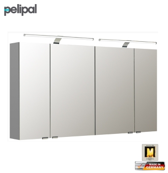 Pelipal neutraler Spiegelschrank 130 cm mit LED Aufsatzleuchten / S5-SPSD 24 