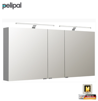 Pelipal neutraler Spiegelschrank 150 cm mit LED Aufsatzleuchten / S5-SPSD 27 