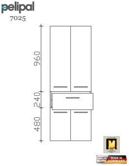 Pelipal 7025 Hochschrank 168 cm Höhe mit 4 Türen und 1 Auszug (7025-HS 60-03) 