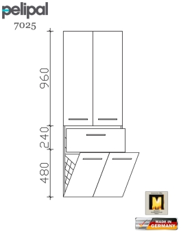 Pelipal 7025 Hochschrank 168 cm Höhe mit 2 Türen und Wäschekippe (7025-HSW 60-04) 
