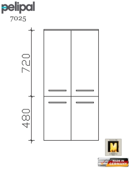 Pelipal 7025 Midischrank 121 cm Höhe mit 4 Türen (7025-MS 60-01) 