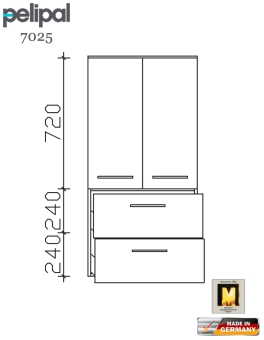 Pelipal 7025 Midischrank 121 cm Höhe mit 2 Türen und 2 Auszügen (7025-MS 60-03) 